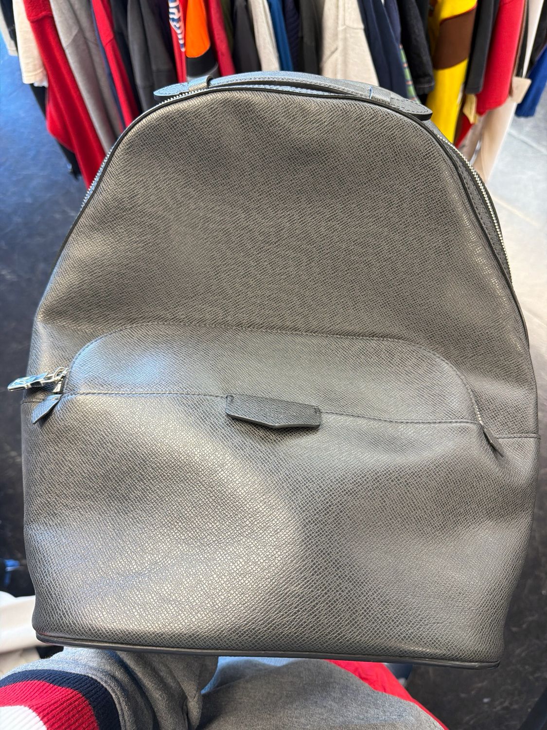 Louis Vuitton Gray Leather Backpack Sz:OS