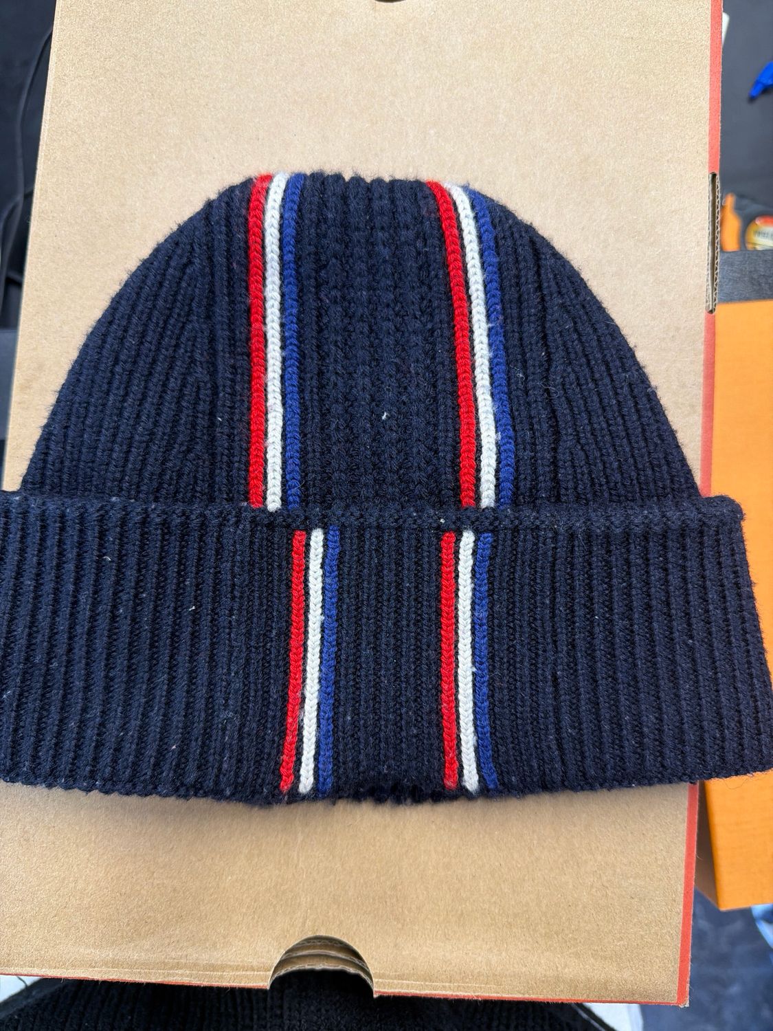 Moncler Blue Stripe Beanie Sz:OS