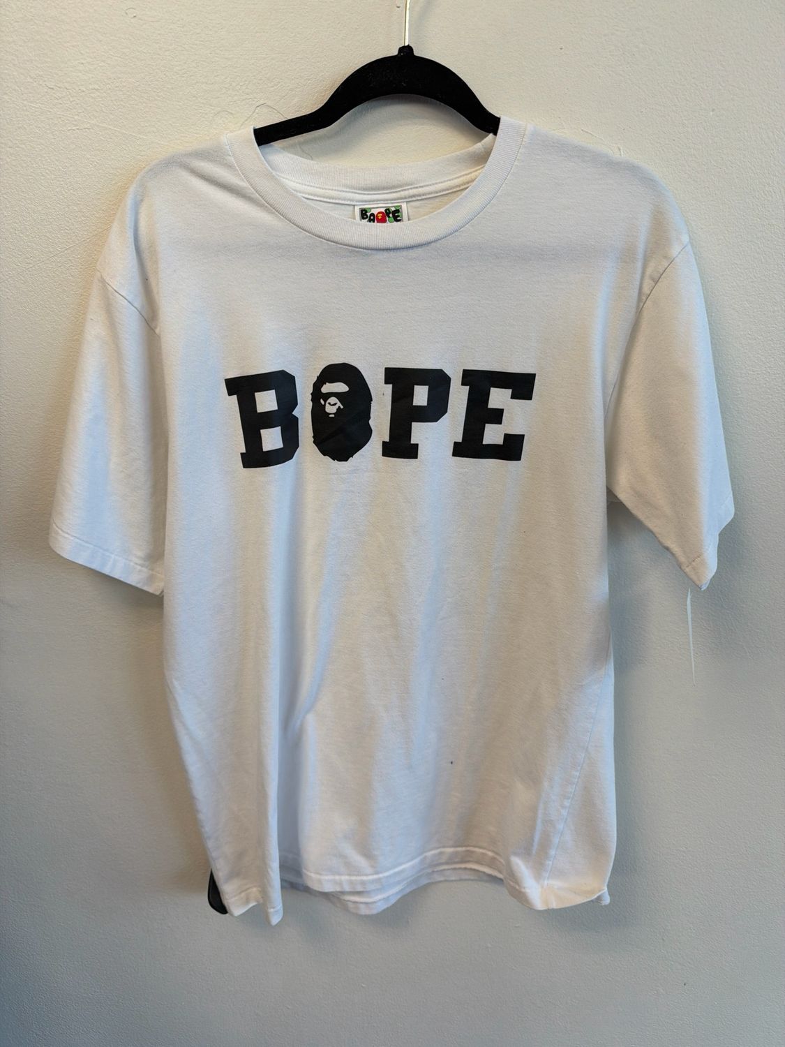 Bape White Spellout Ape Head Tee Sz:XL