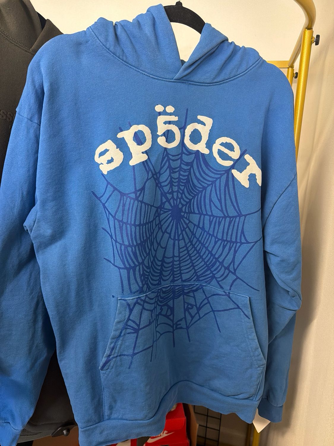 Sp5der Blue Hoodie Sz:L