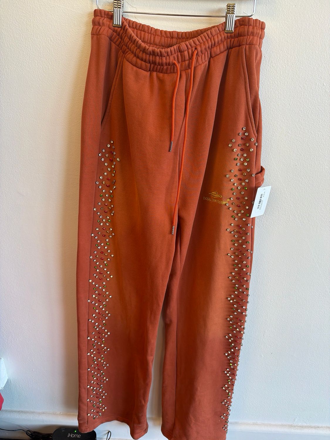 HMDD Orange Crystal Sweatpants Sz S