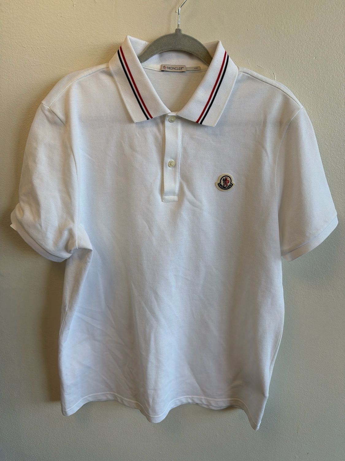 Moncler White Polo Sz:XL