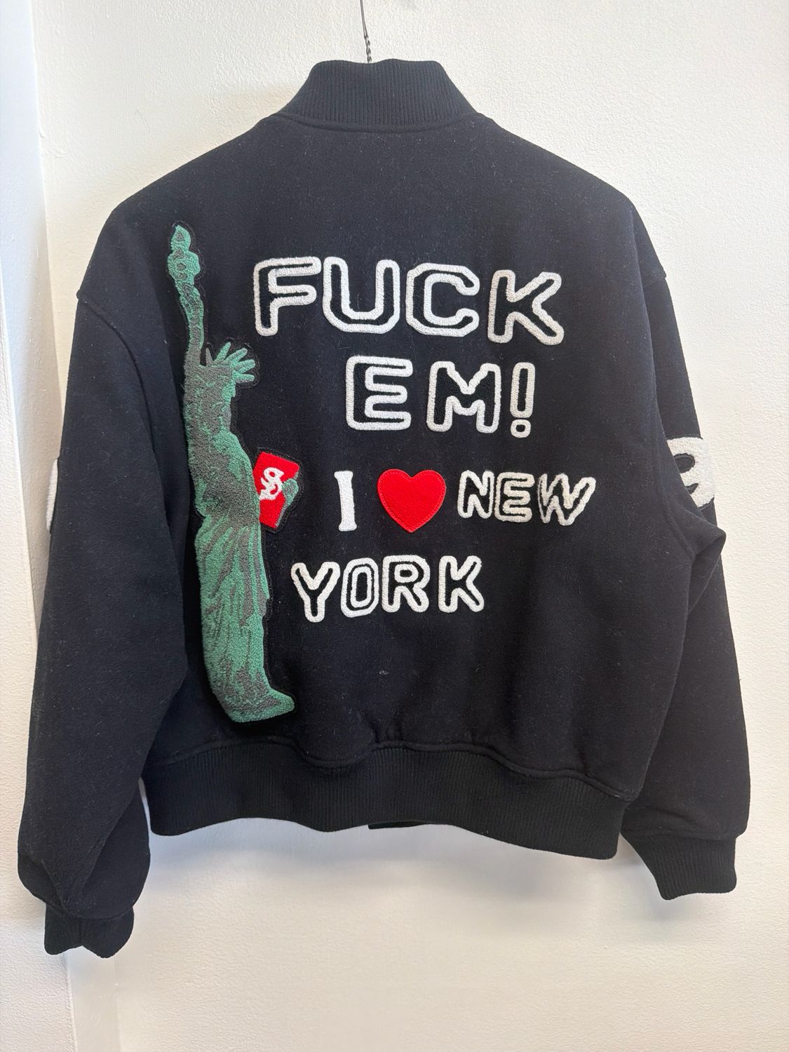 Supreme Embroidered Varsity Jacket Black Sz:L