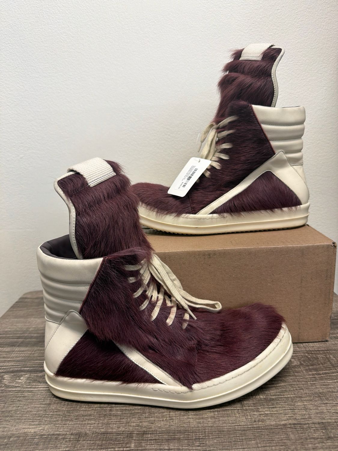 Rick Owens Maroon Geobasket Ponyhair (No Insoles/Box) Sz:10.5