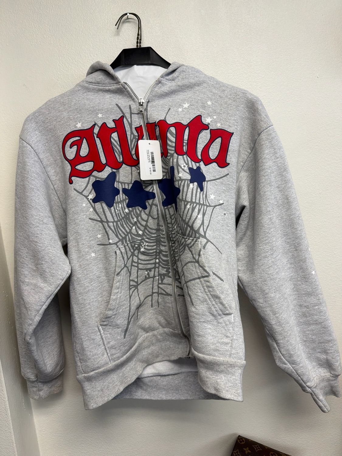Sp5der Grey Atlanta Hoodie Zip Sz:M