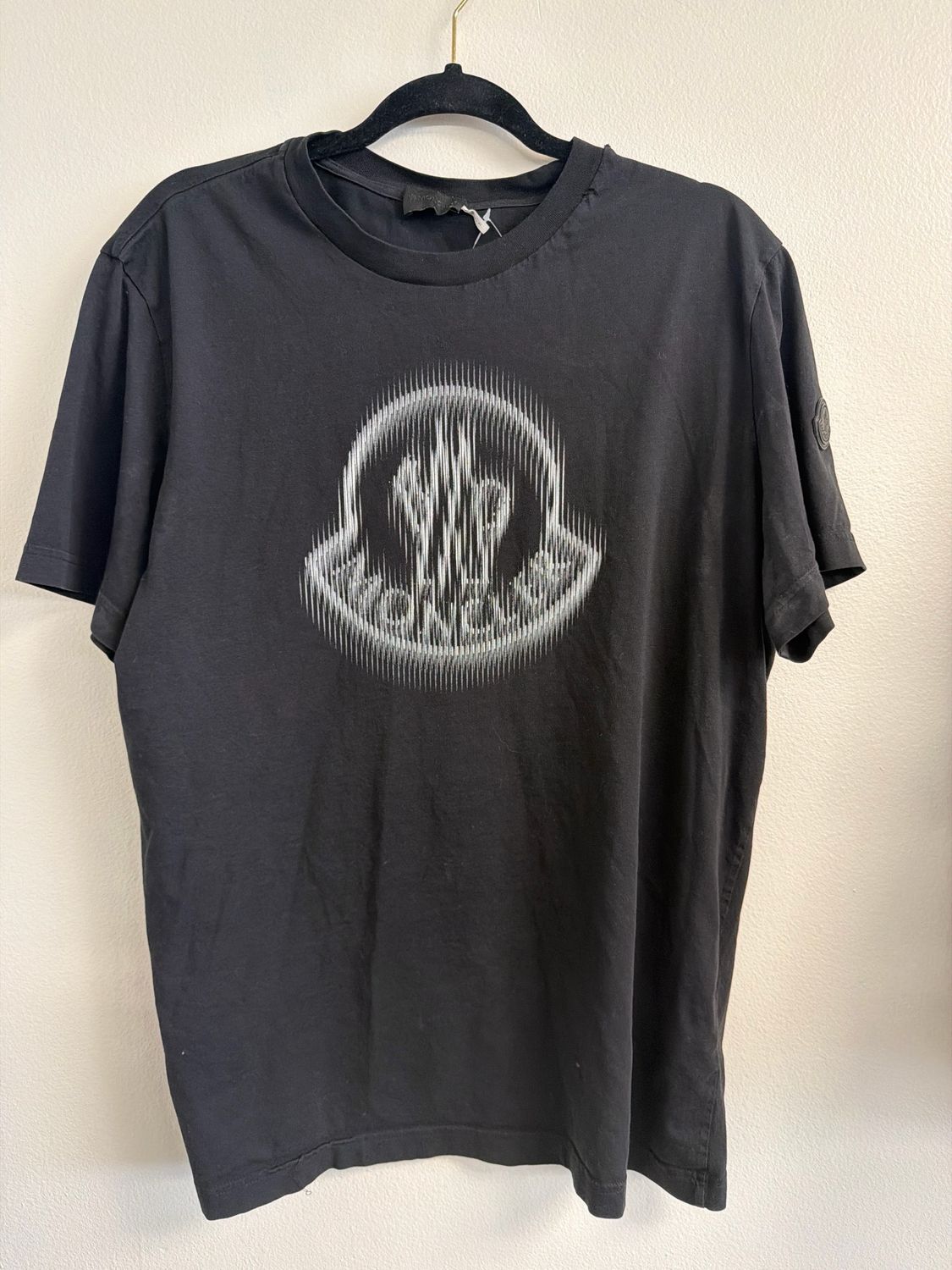 Moncler Black Blurred Logo Tee Sz:XL