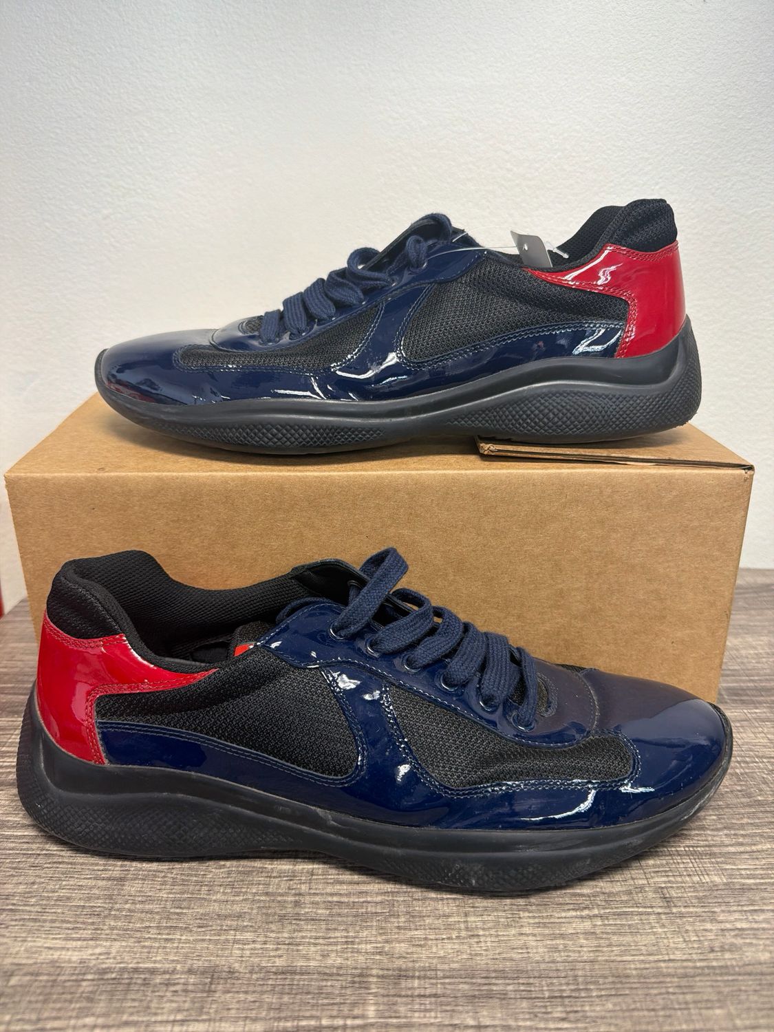 Prada Navy/Red/Black (no box, toe flaw) Sz 11.5