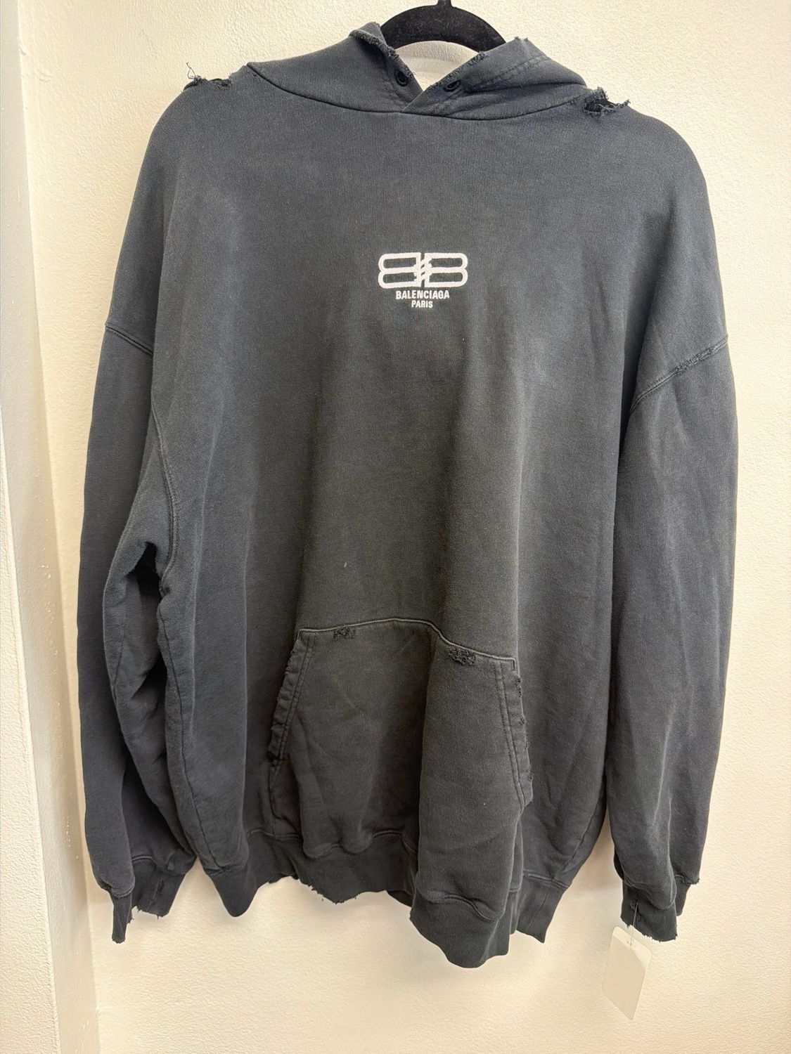 Balenciaga Black Pullover Hoodie Sz:M