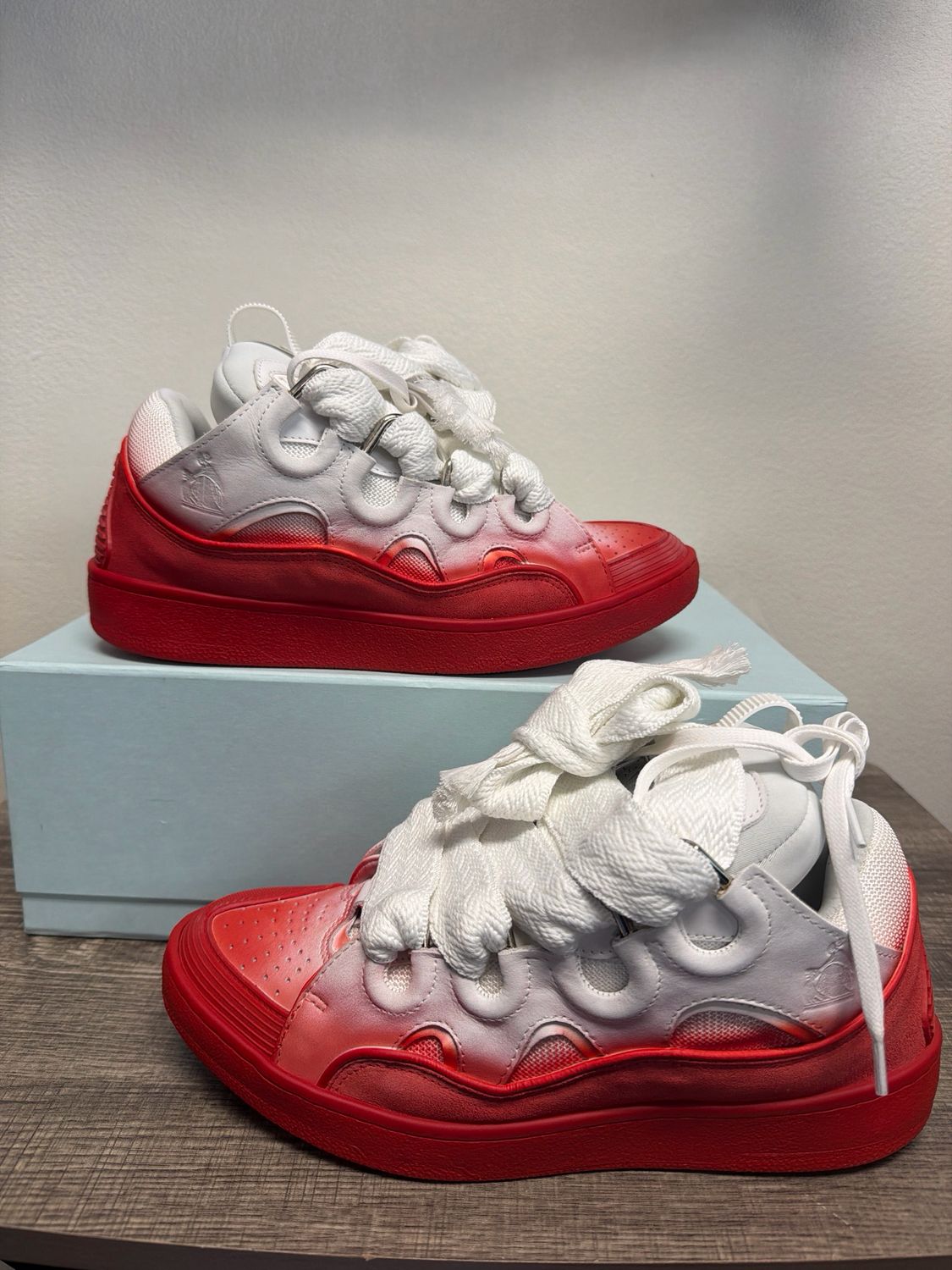 Lanvin Curb White/Red Spraypaint (New; Box) Sz:9