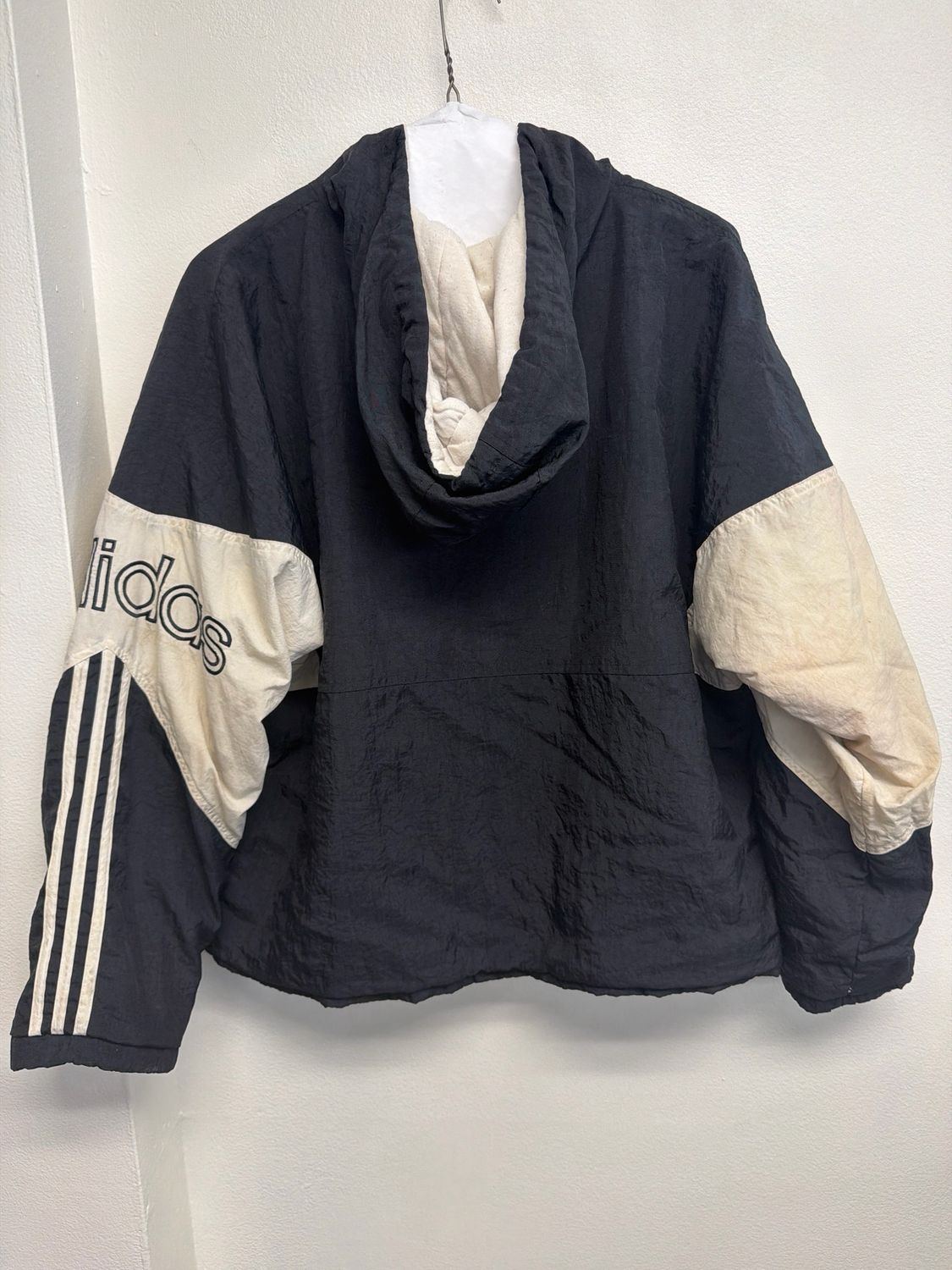 Adidas Zip Up Jacket Cream/Black Sz L
