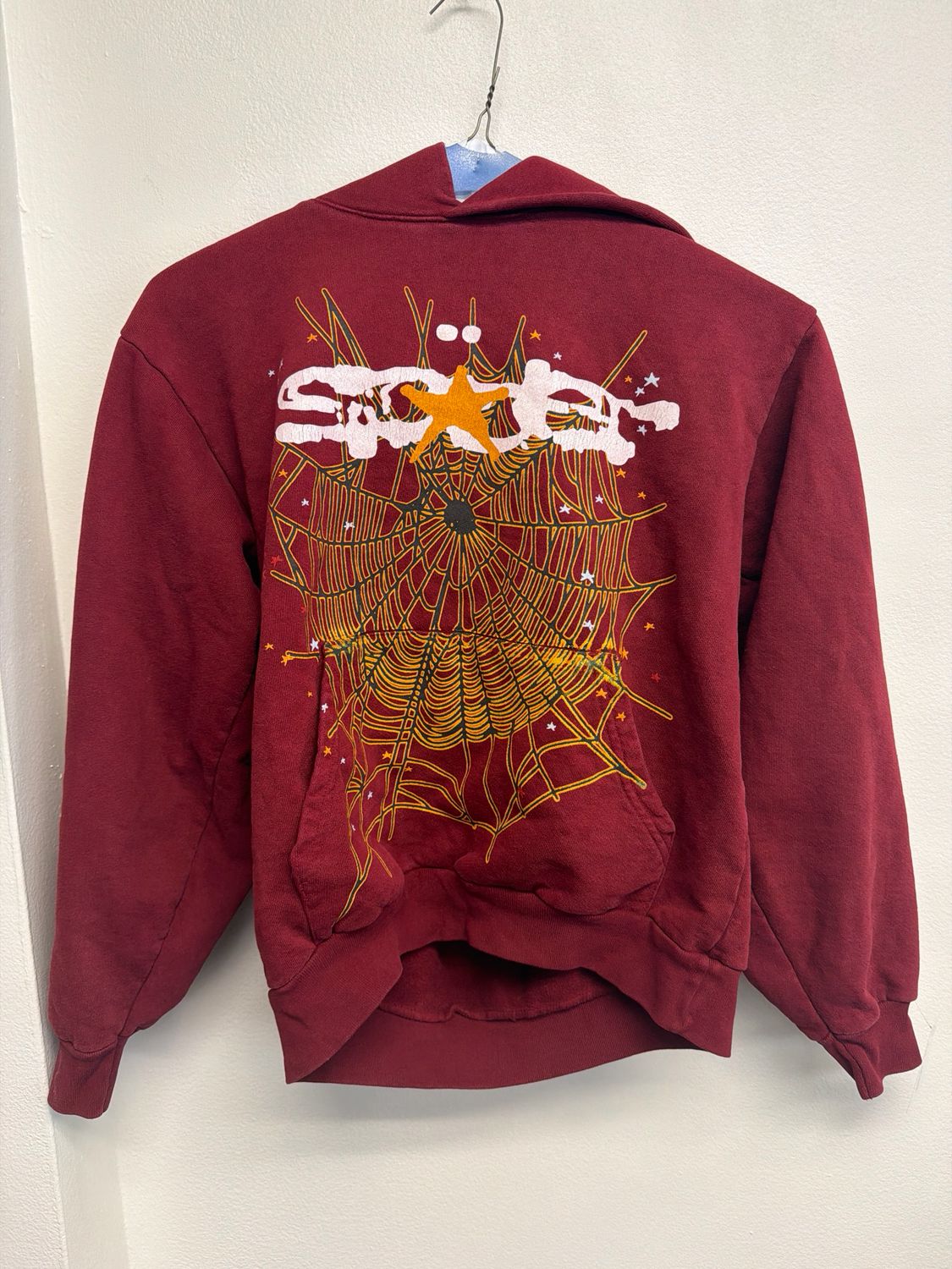 Sp5der Maroon Web Hoodie Sz S