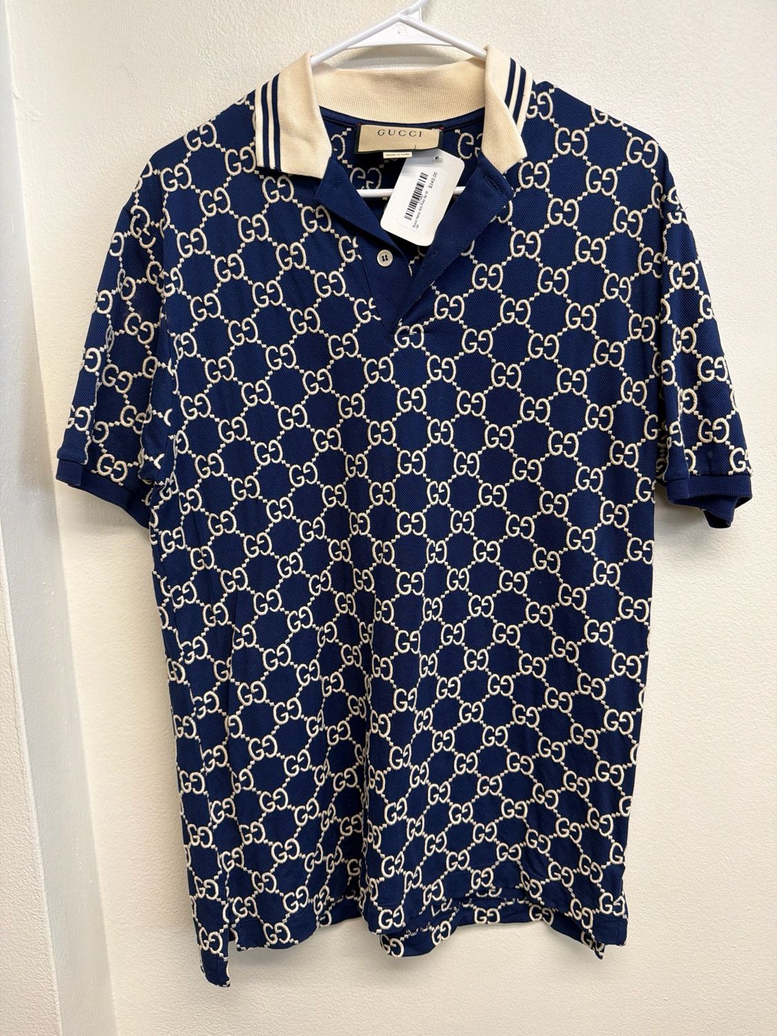 Gucci Navy GG Polo Sz M
