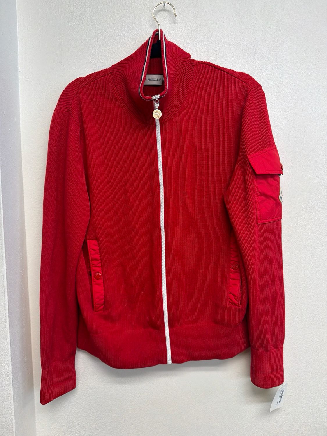 Moncler Red Zip Sweater Sz M