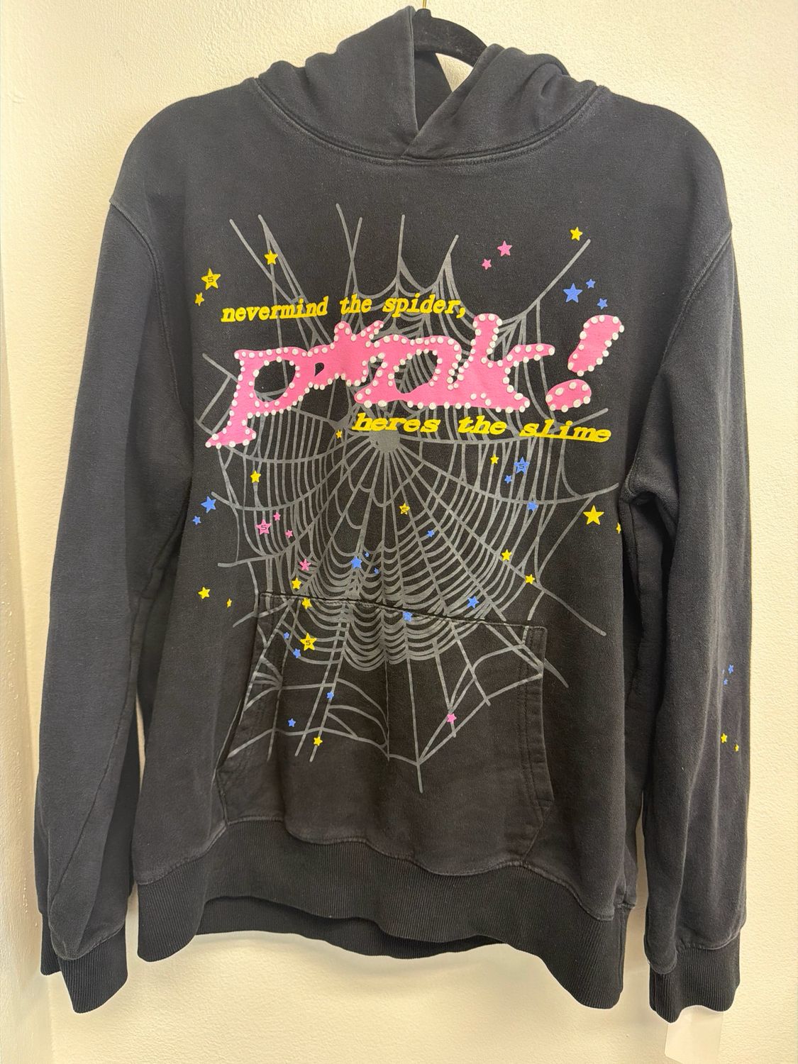 Sp5der Black Hoodie Sz L