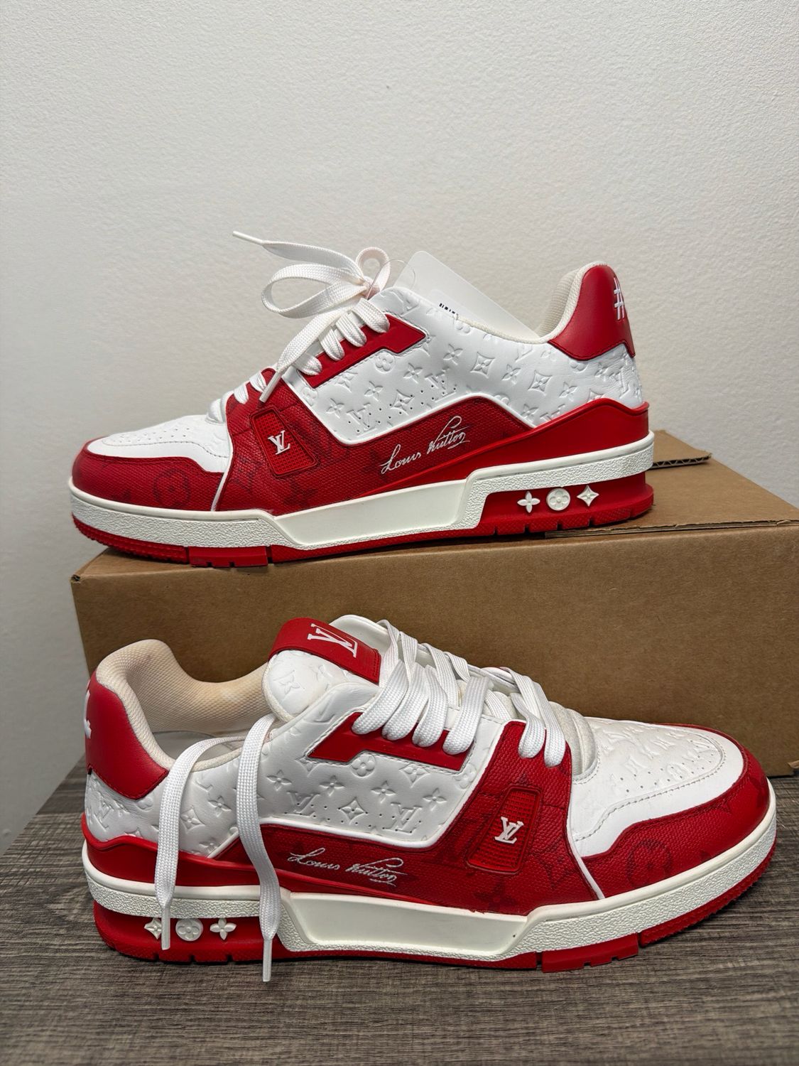 Louis Vuitton LV Trainers White/Red No Box Sz 10.5