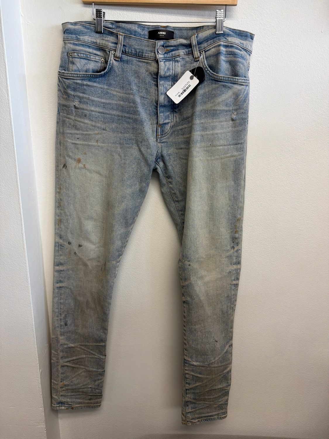 Amiri Blue Jeans Tan Suede Tag Sz 36