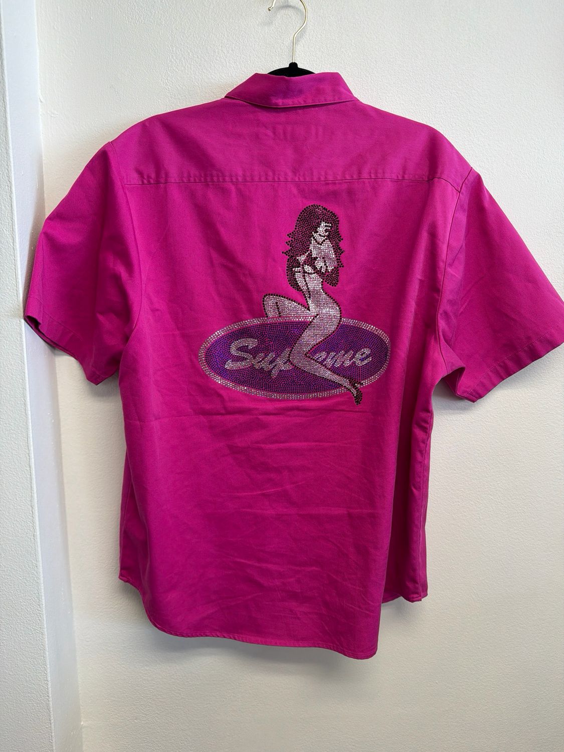 Supreme Fuscia Button Up Sz M