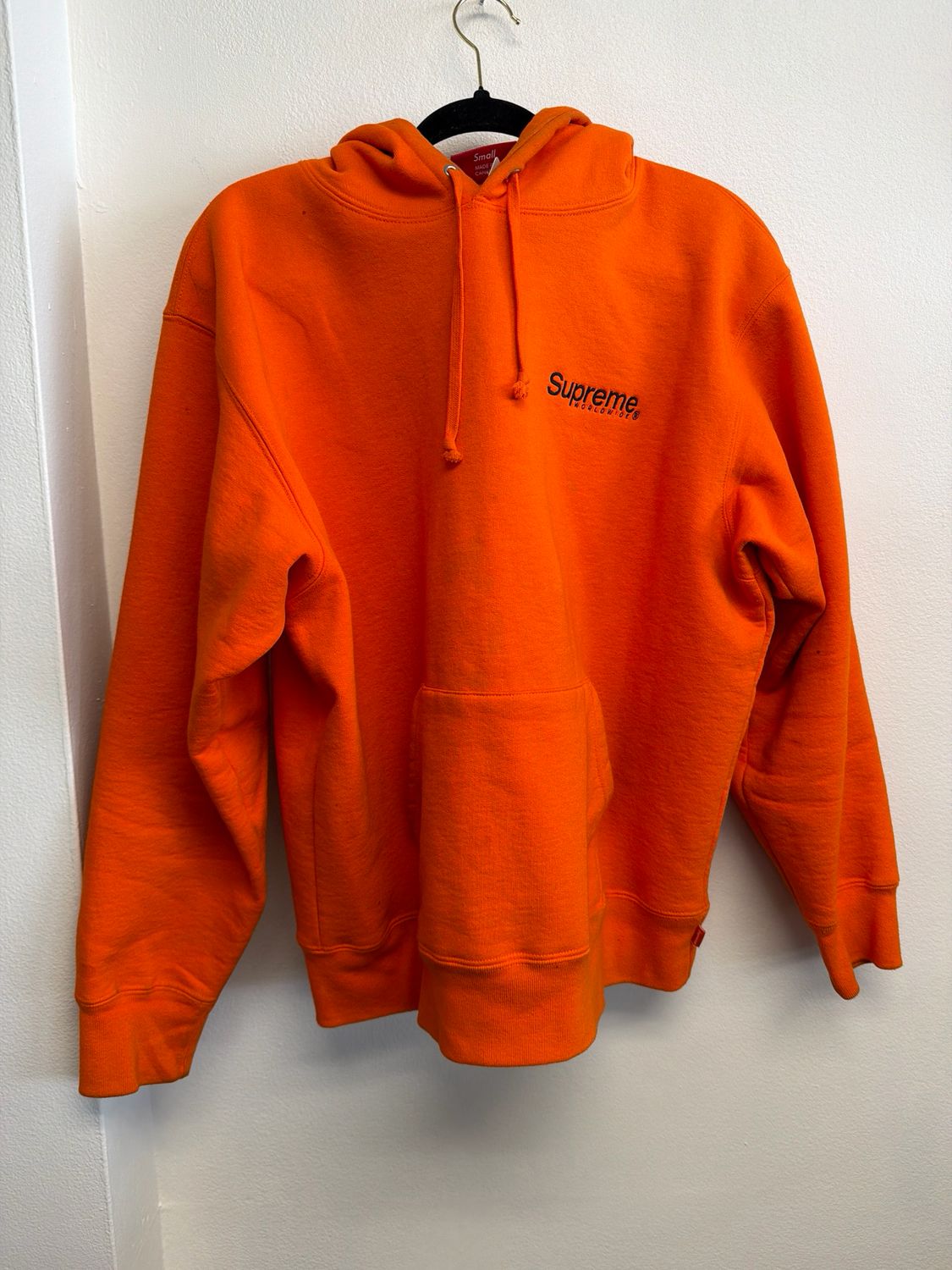 Supreme Worldwide Hoodie Orange Sz S