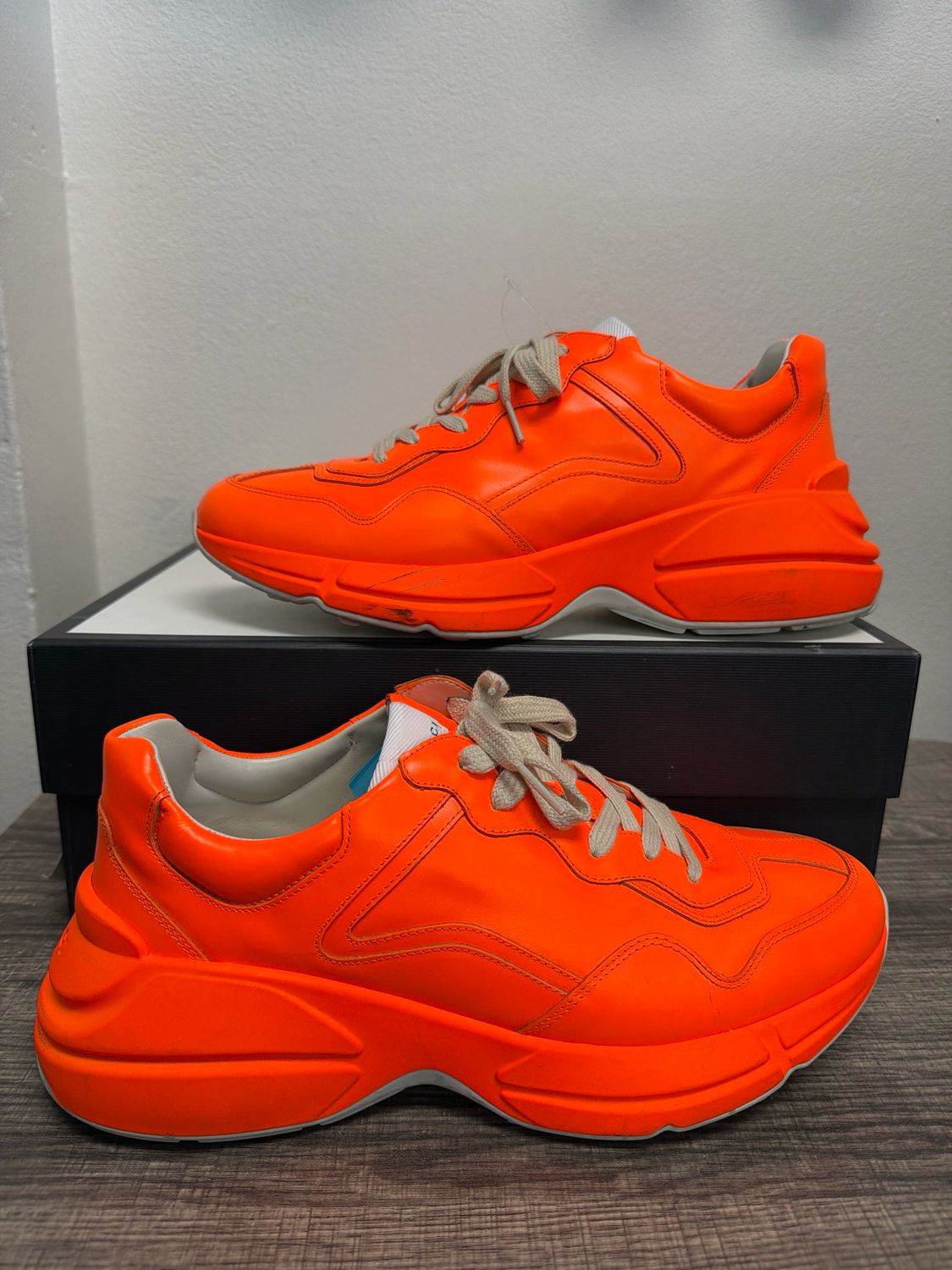 Gucci Orange Rhyton Sneakers w/ Box Sz 10