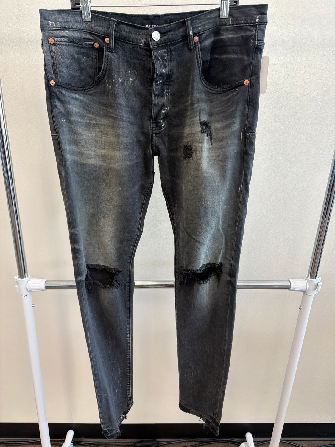 Purple Brand Distressed Black Jeans Sz 36