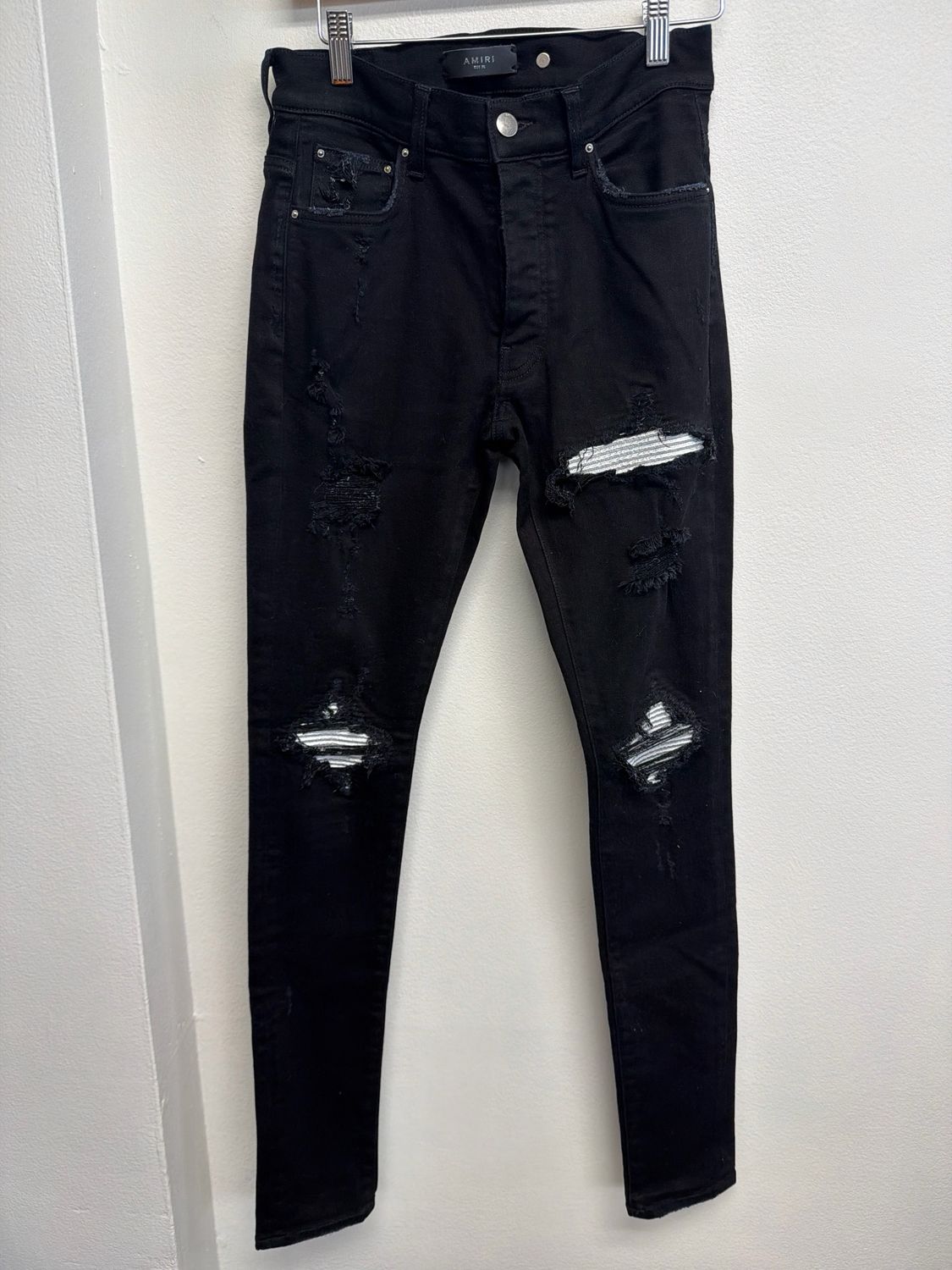 Amiri Black Jeans White Patches Sz 30