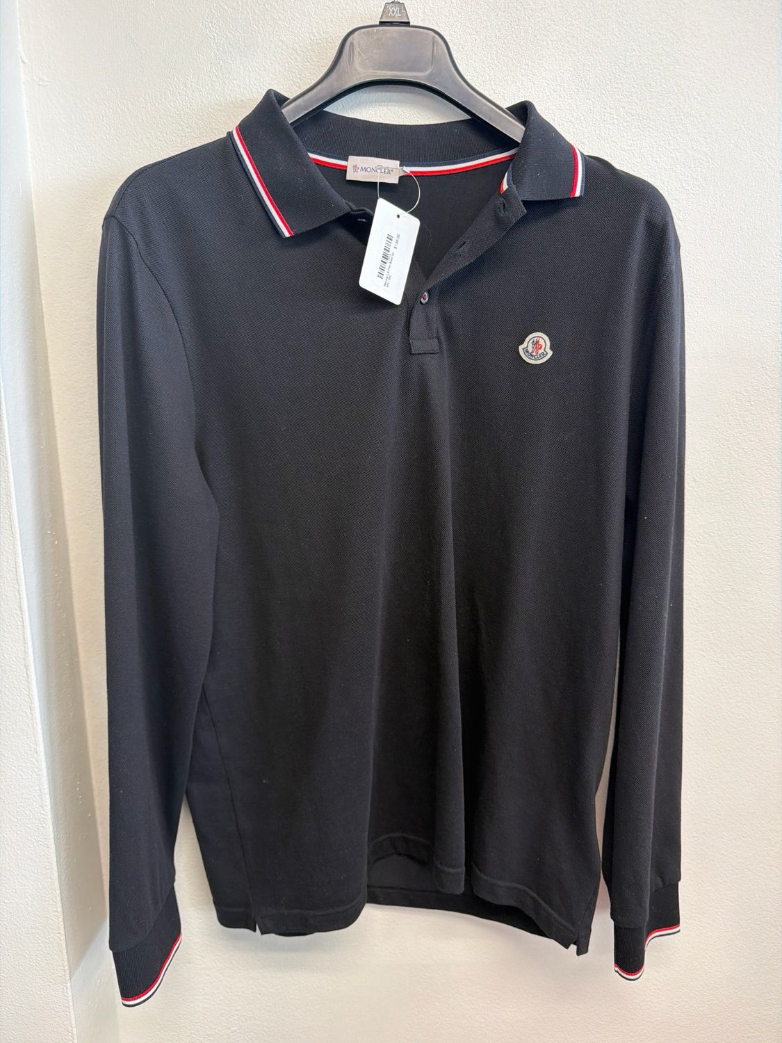 Moncler LS Polo Black Sz 3XL