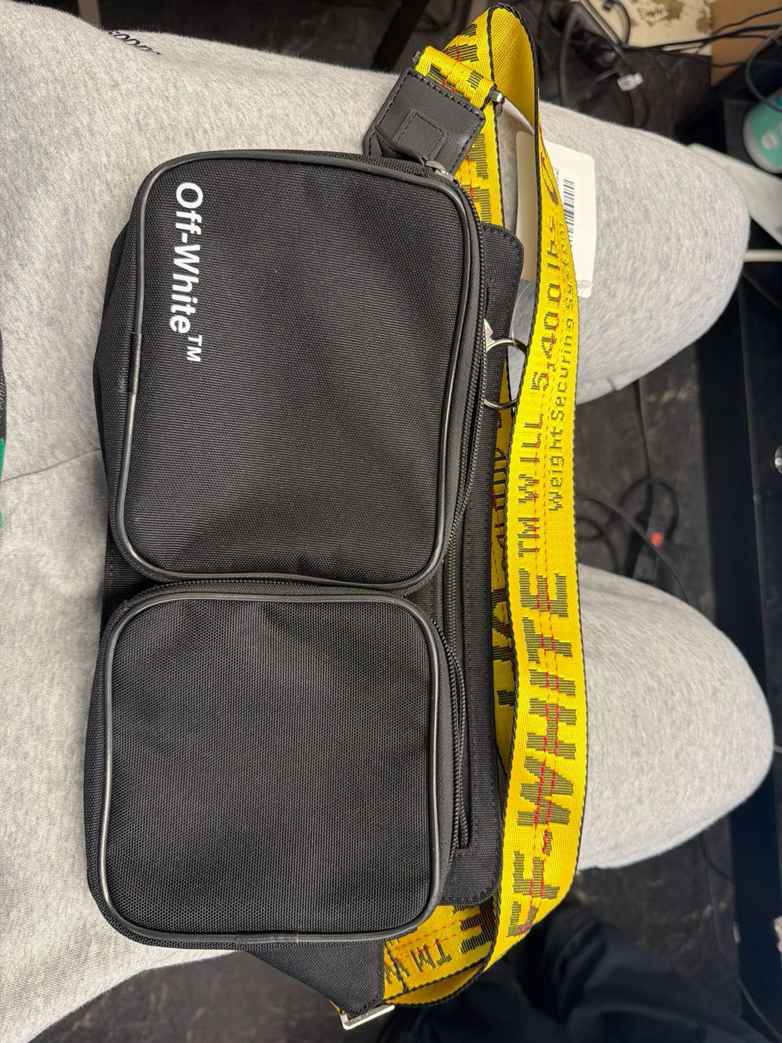 Off-White Black Bag Yellow Strap