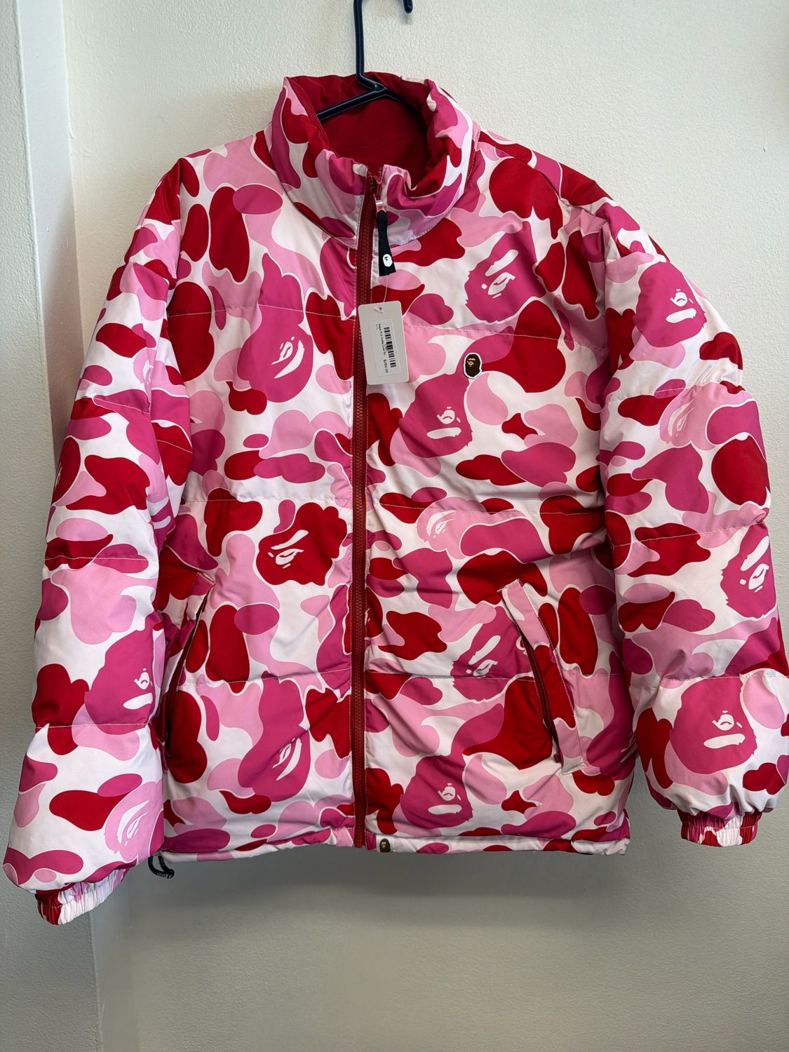 Bape Pink Puffer Coat Sz L
