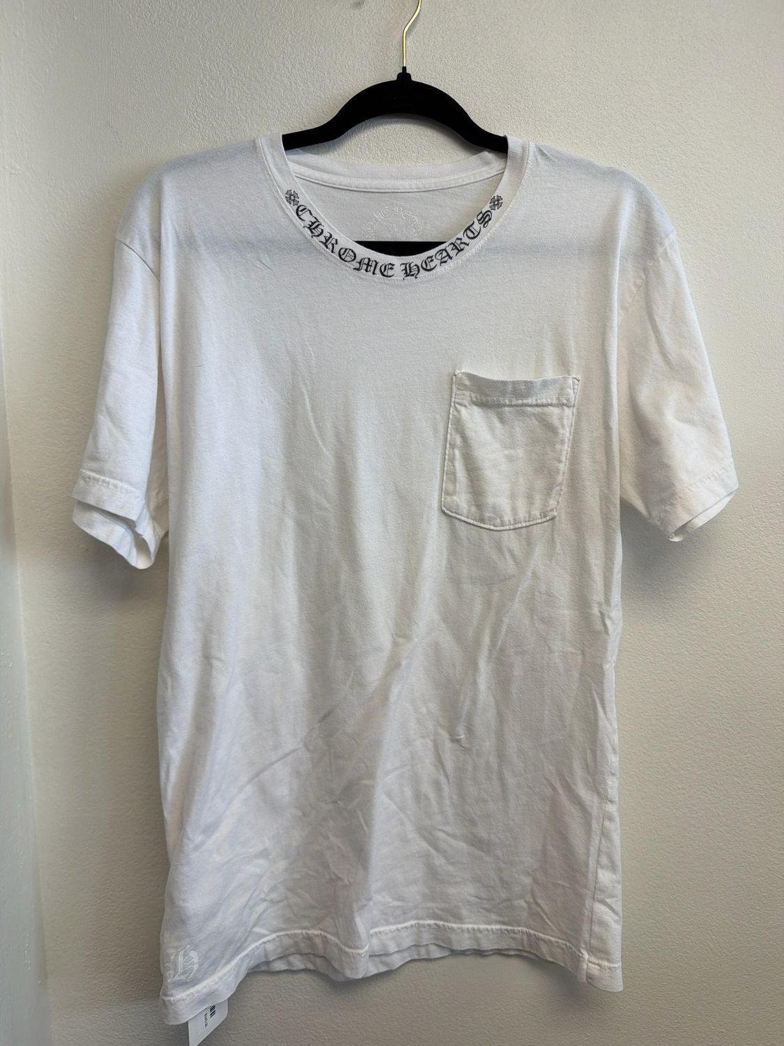 Chrome Hearts White Tee w/ Neck Spellout Sz L