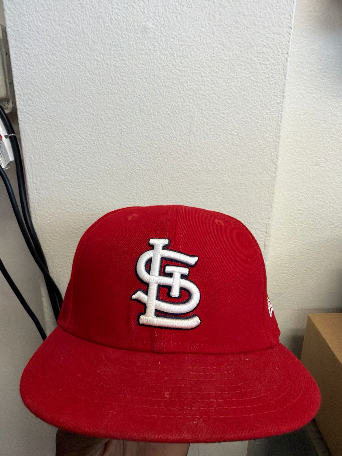 Cardinals Red Hat Black Brim Sz 7 1/8