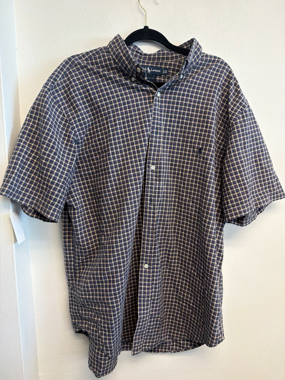 Polo SS Button Up Flannel Sz M