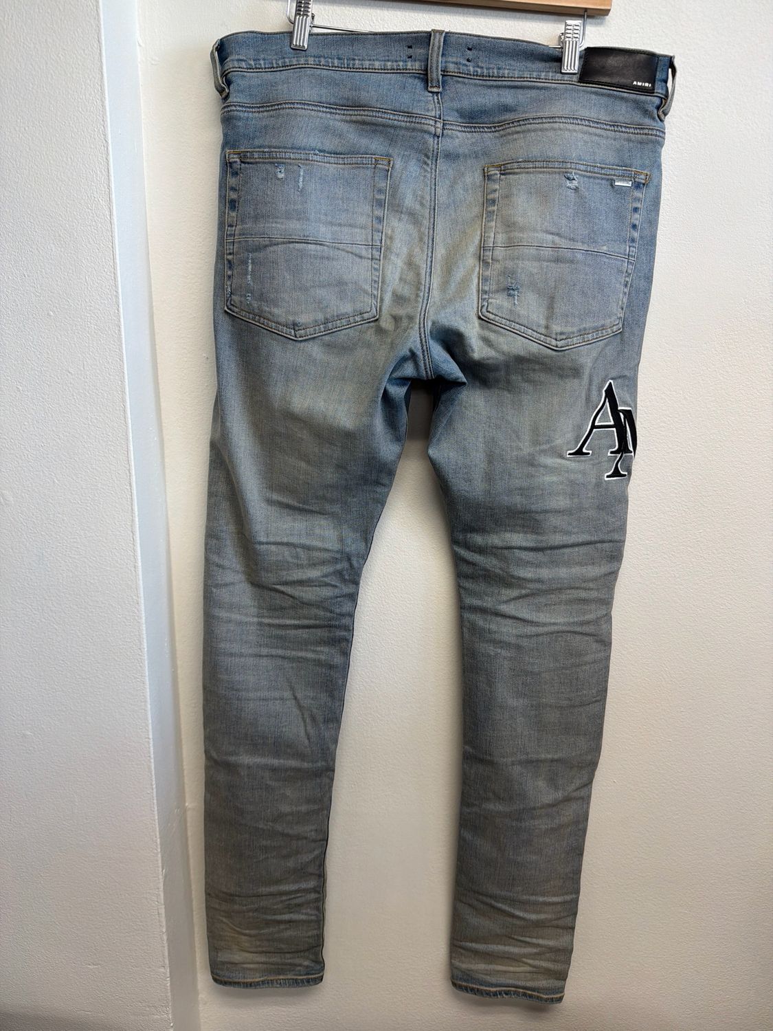 Amiri Blue Jeans Black Embroidered Sz 36