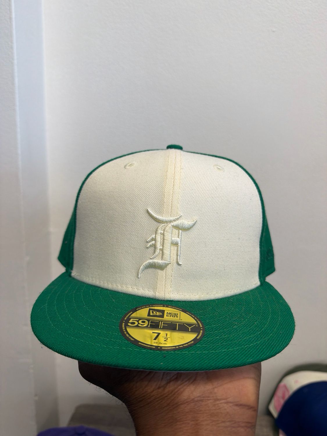 New Era FOG Hat Green/White Sz 7 1/2