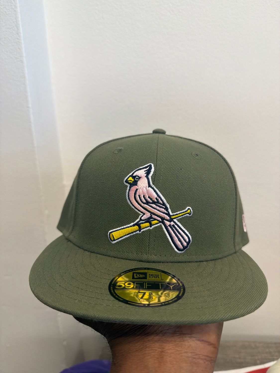New Era Olive/Pink Hat Sz 7 3/8