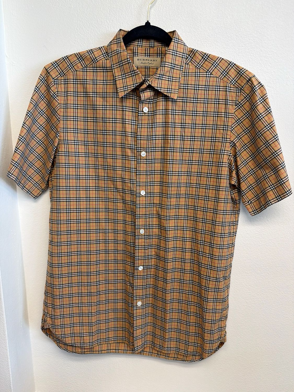 Burberry Plaid Check SS Button-Up Sz M