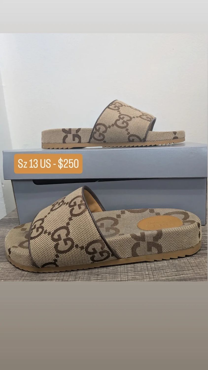 Gucci GG Slides Tan No Box Sz 13