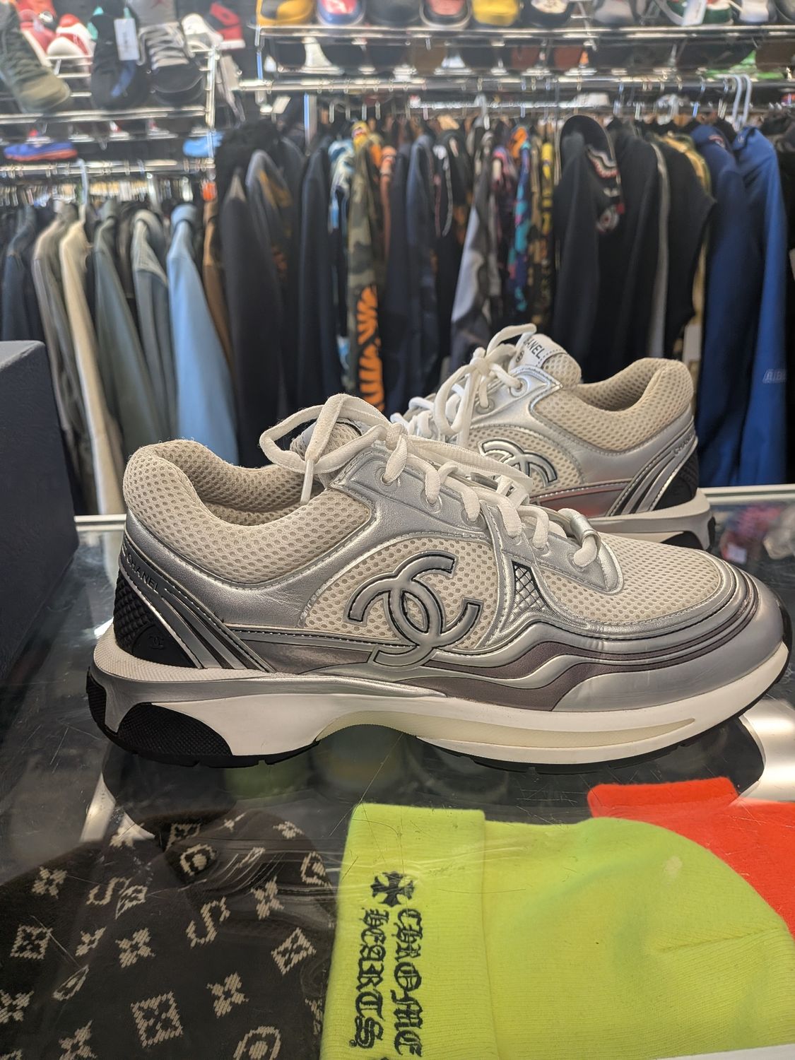 Chanel CC Runners Silver (no insoles/box) Sz 9