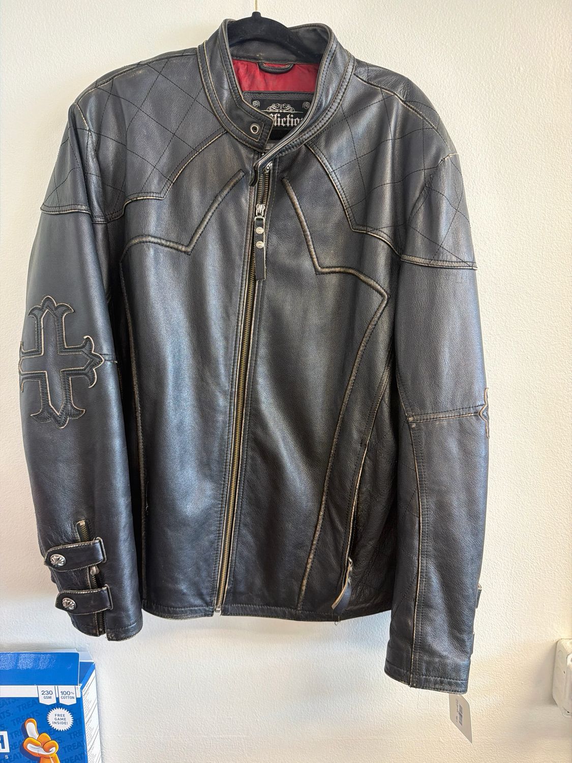 Affliction Black Leather Jacket Sz XL