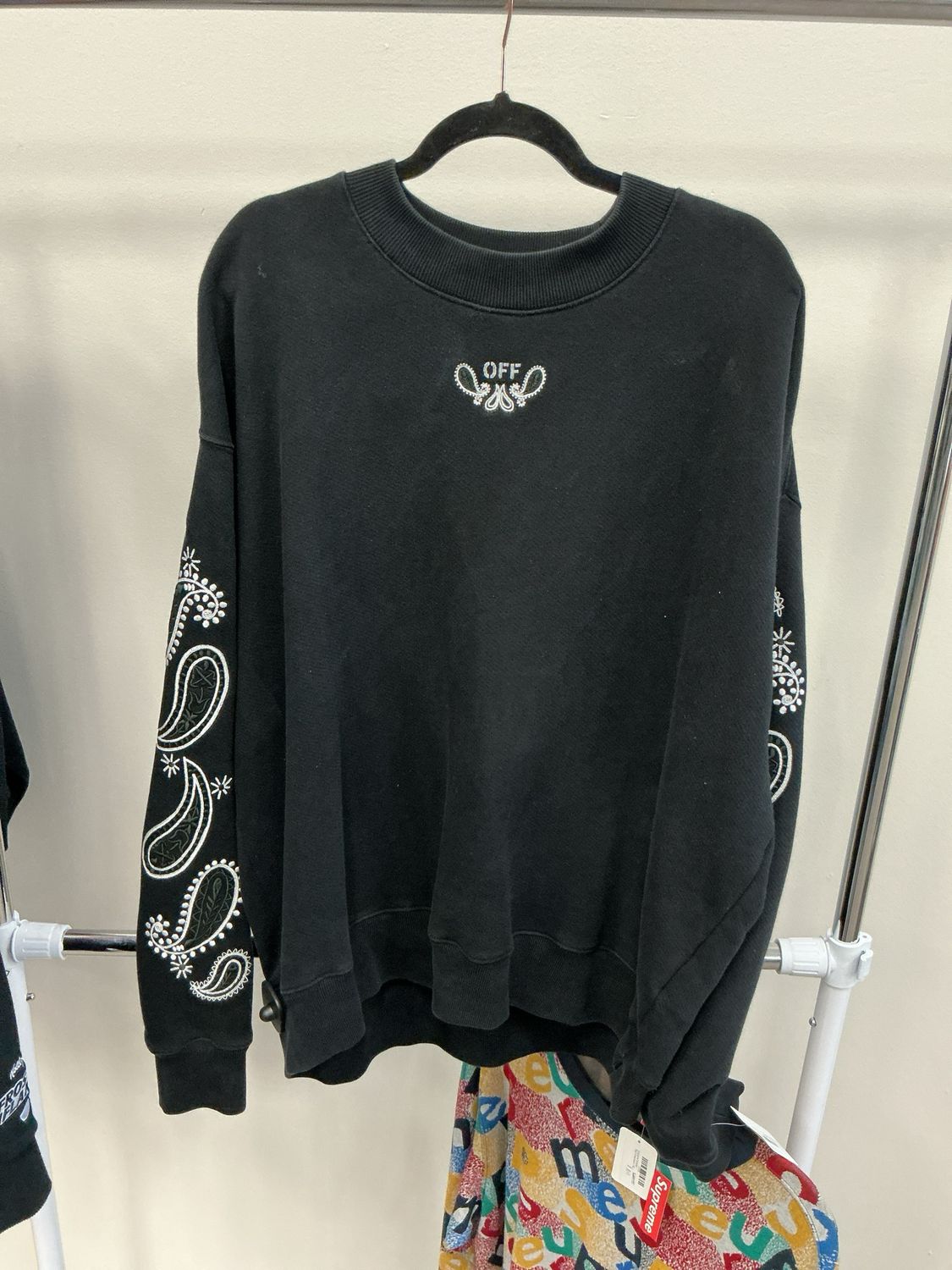 Off-White Sweatshirt Black/Paisley Sz XL