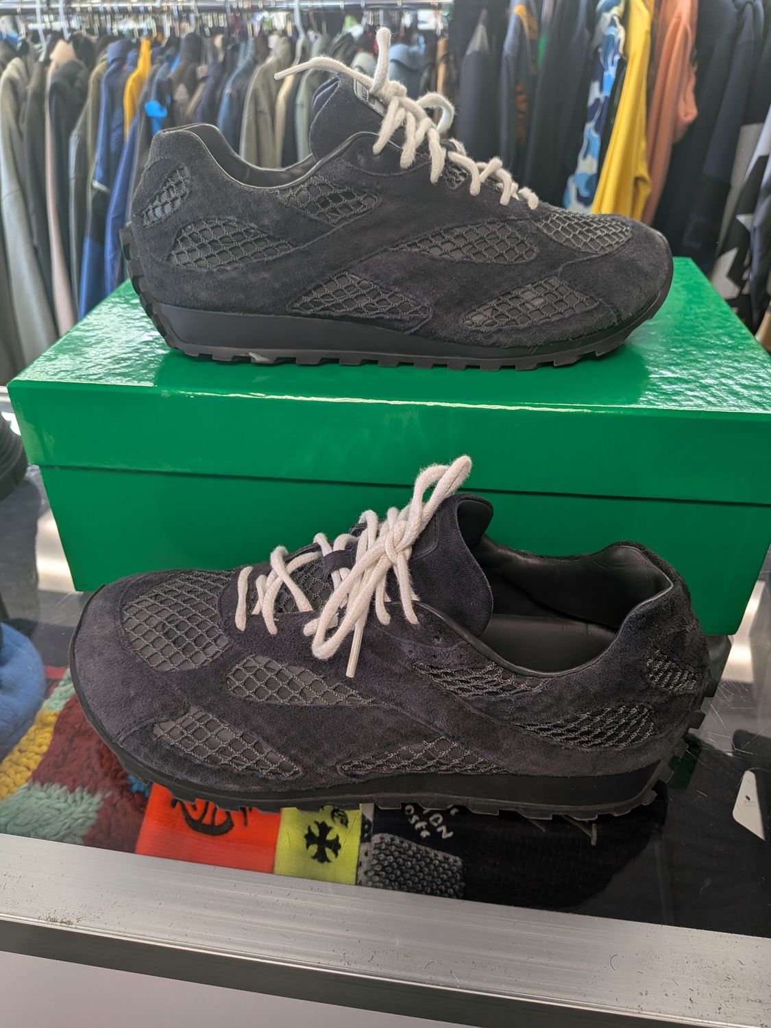 Bottega Veneta Grey/Black Suede Orbit w/ Box Sz 10