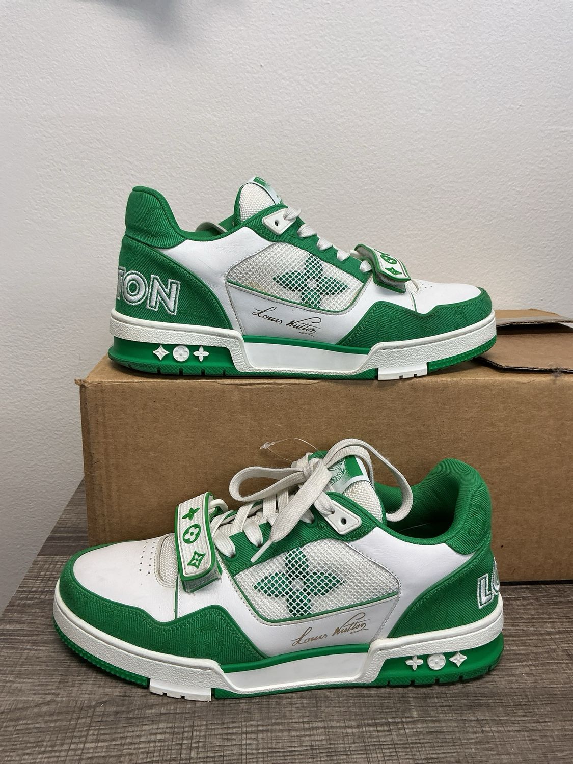 Louis Vuitton LV Trainer Green/White W/ Strap (no box)