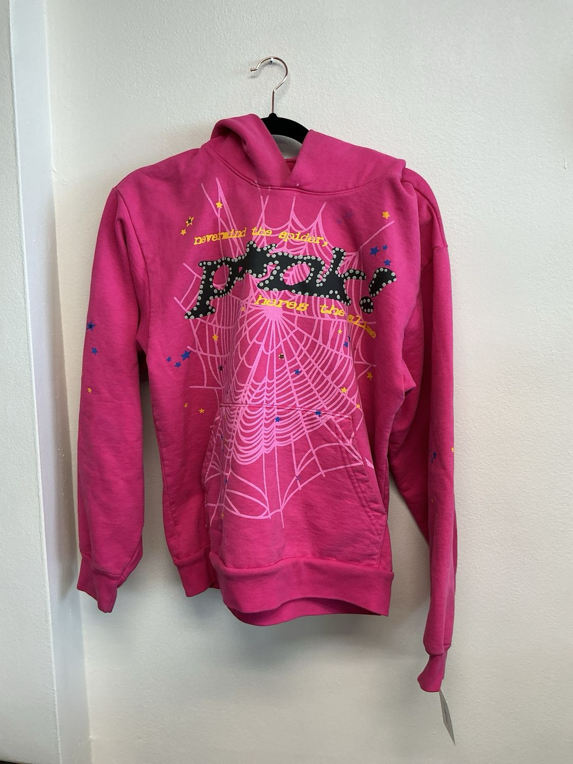 Sp5der Pink Hoodie Sz S