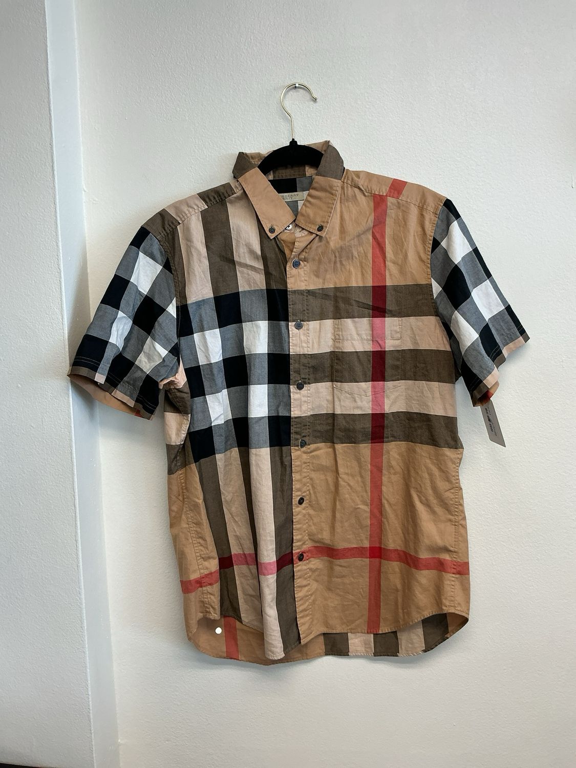 Burberry Short Sleeve Button Up Sz L