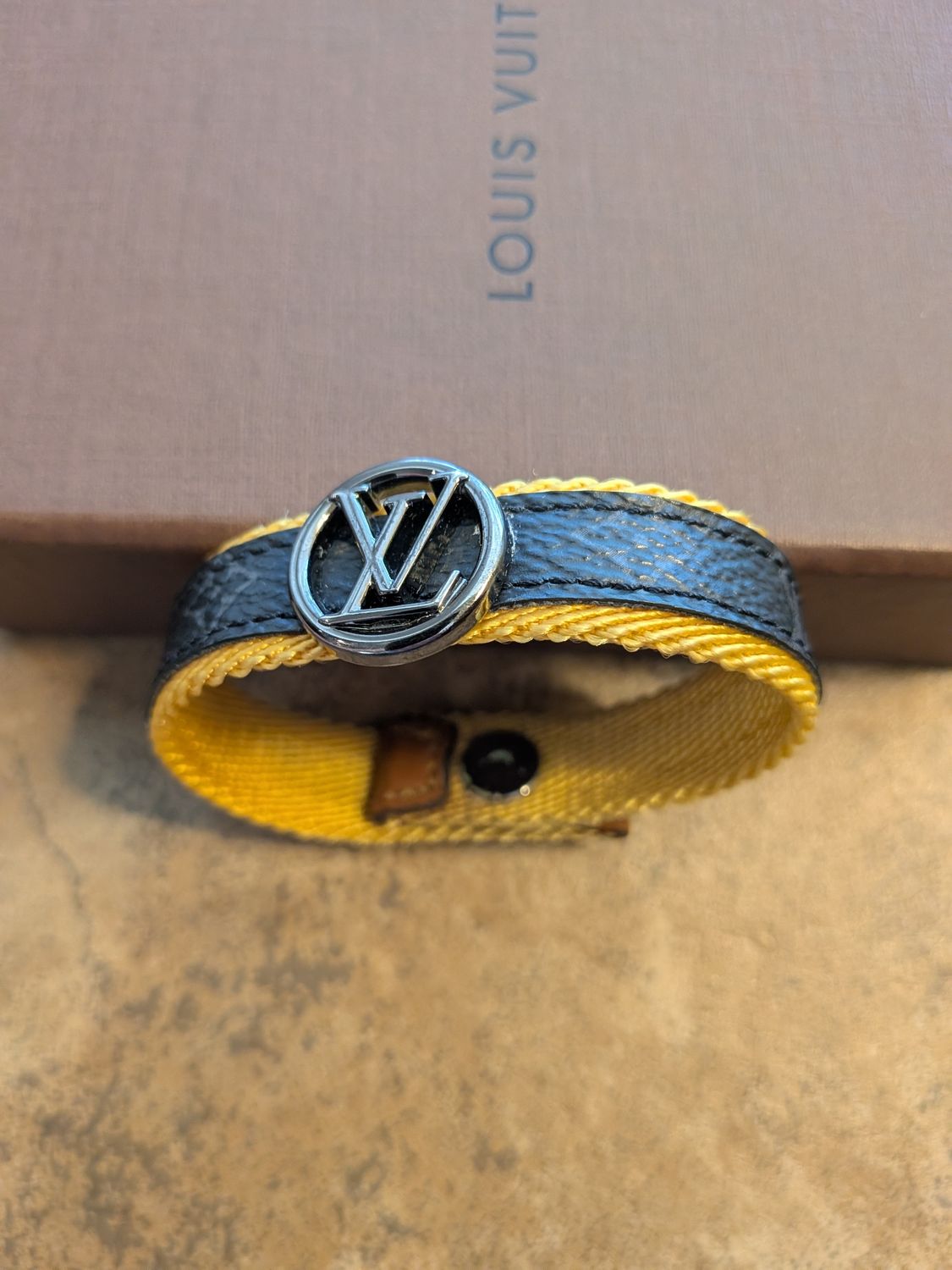 Louis Vuitton LV Circle Leather/Woven Black/Yellow Bracelet