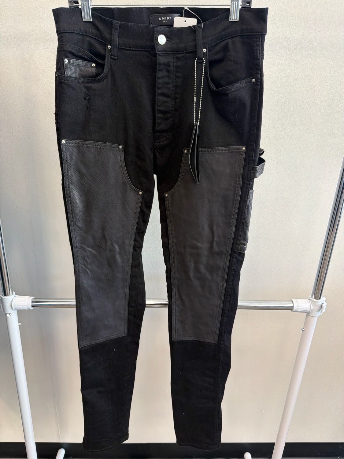 Amiri Blade Denim/Leather Workpants Sz 34