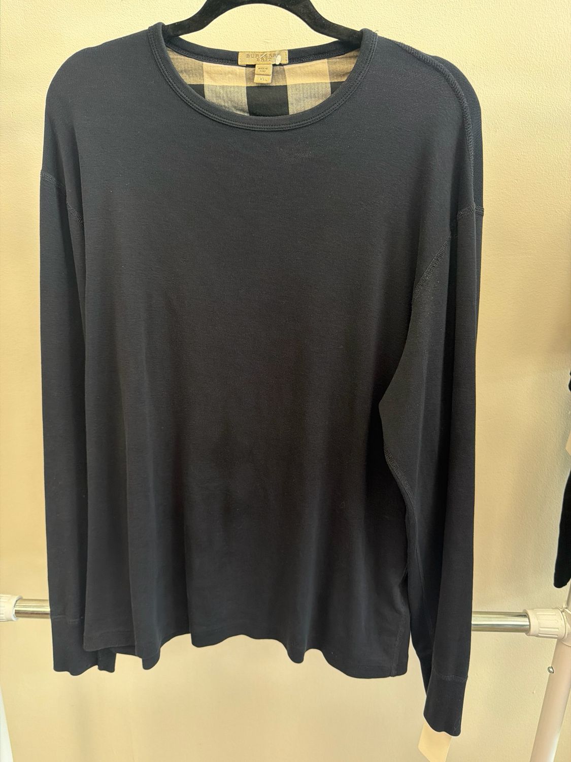 Burberry LS Tee Black w/ Elbow Patches Sz XL
