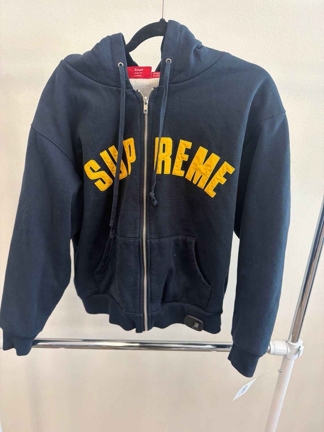 Sz S Supreme Navy/Yellow Arc Hoodie