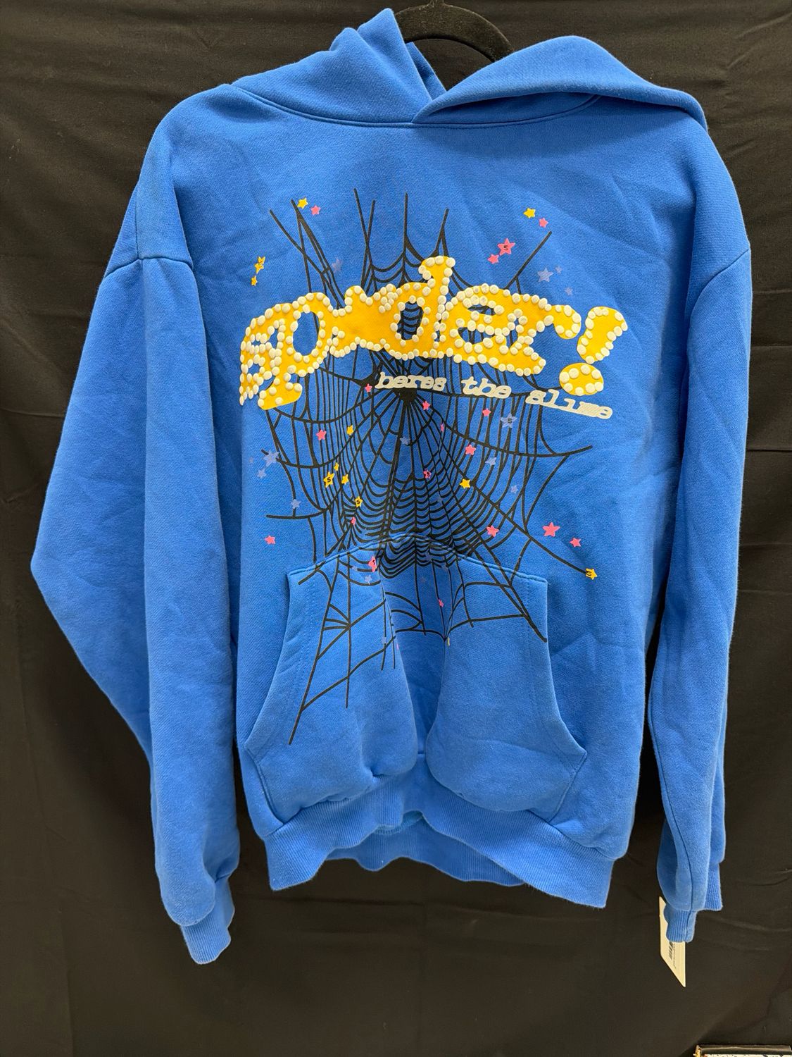 Sp5der Blue Hoodie Sz M