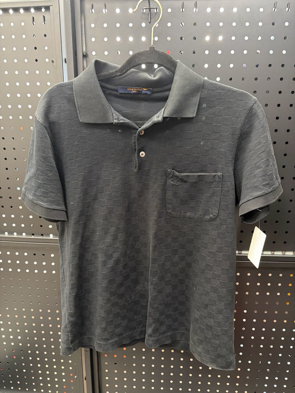 Louis Vuitton Black Checkered Polo Sz M
