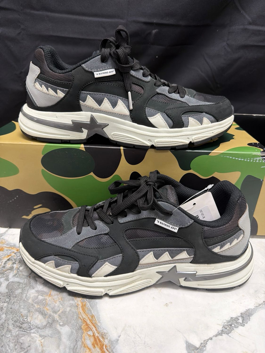 Bape Shark Sta Black w/ Box Sz 11